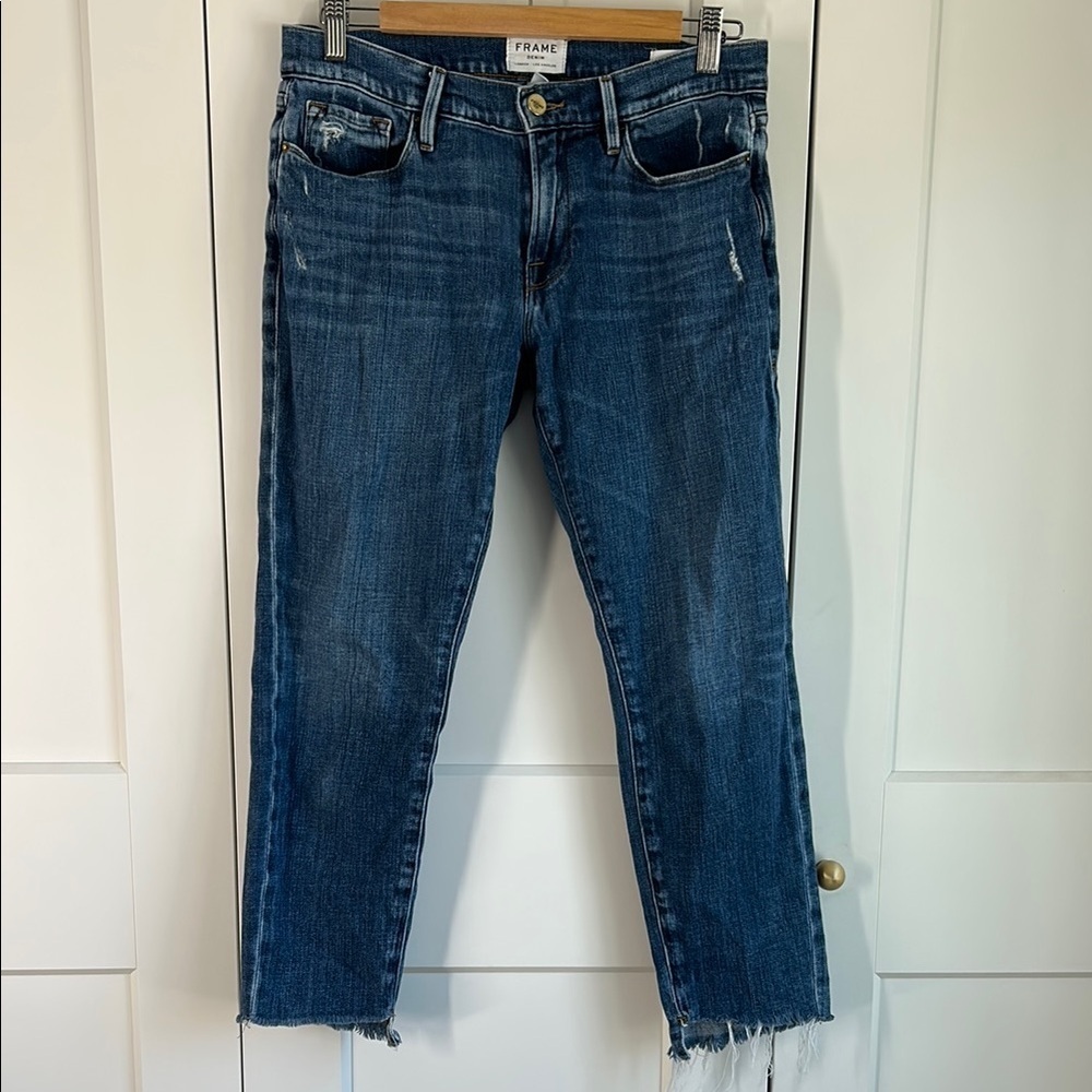 Frame Denim Le Garçon Dark Blue Straight Leg Jeans | 27